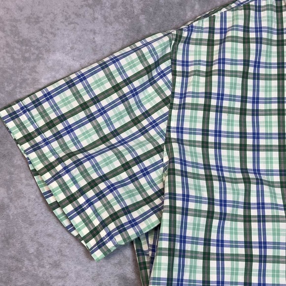 Banana Republic Men's XL Green Blue Plaid Soft Wash Shirt Short Sleeve Cotton - Picture 4 of 10